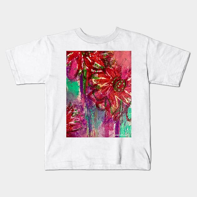 Red Flowers Close Up Kids T-Shirt by Leslie Pino Durant